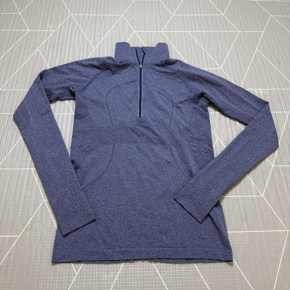 Lululemon Run: Swiftly Tech 1/2 Zip 8 Blue Thumbholes Training Long Sleeve